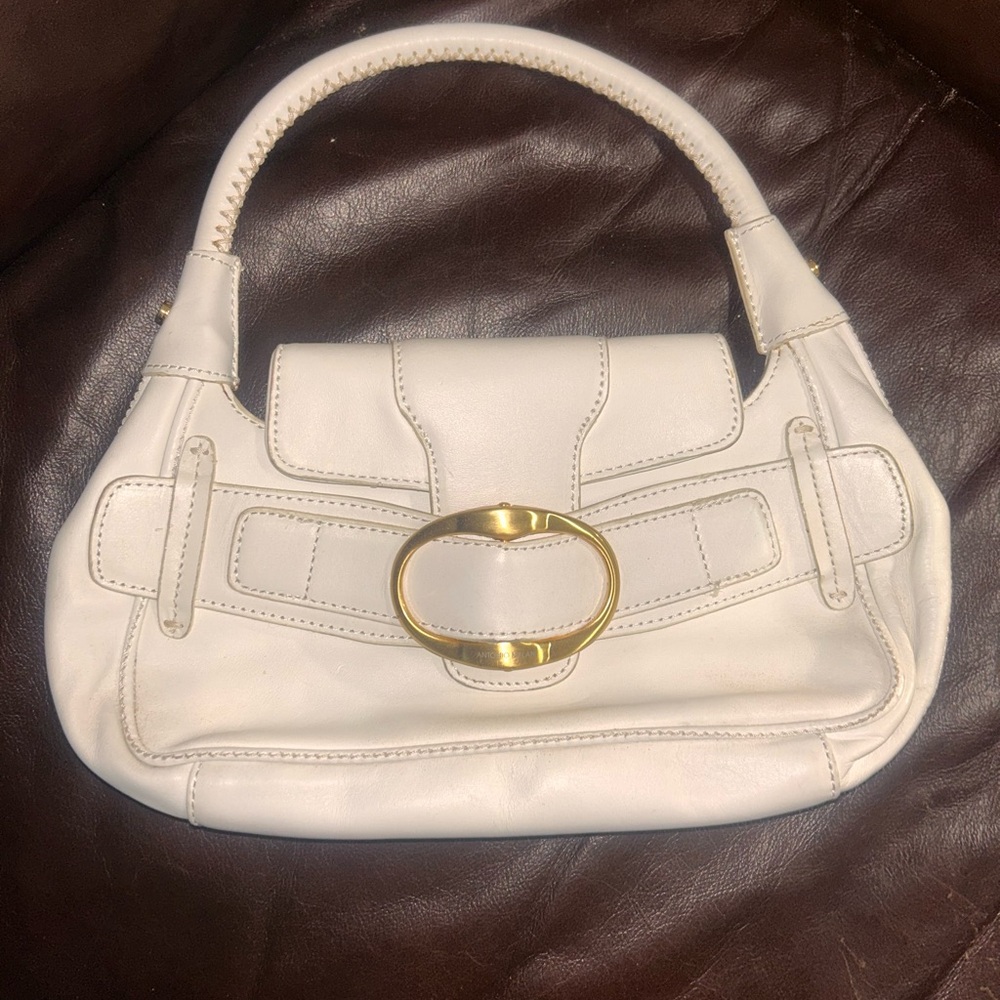 ANTONIO MELANI White Shoulder Bag with Gold Detail
